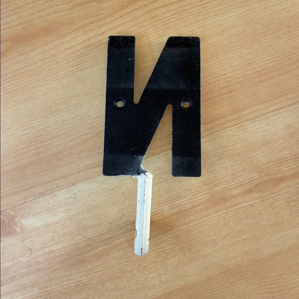 Vintage Style Ivory Cream Cast Iron Initial Letter N Wall Hook